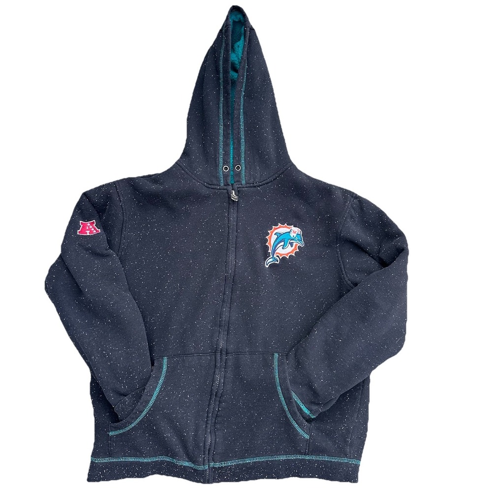 Florida Dolphins Nfl Fleece Fullzip Jacket Embroidered Logo Size M
